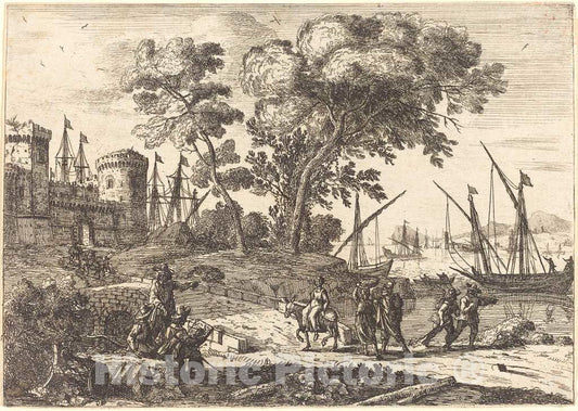 Art Print : Claude Lorrain, Coast Scene with an Artist (Le dessinateur), c.1640 - Vintage Wall Art