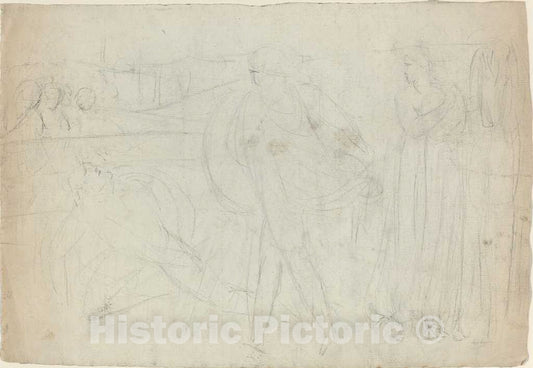 Art Print : William Blake, Sketch of a Swordsman Standing Over His Defeated Opponent [Recto], c.1783 - Vintage Wall Art