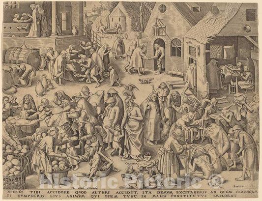 Art Print : Galle After Bruegel The Elder, Charity [Recto], 1559 - Vintage Wall Art