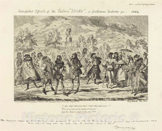 Art Print : George Cruikshank, Anticipated Effects of The Tailors' Strike, 1834 - Vintage Wall Art