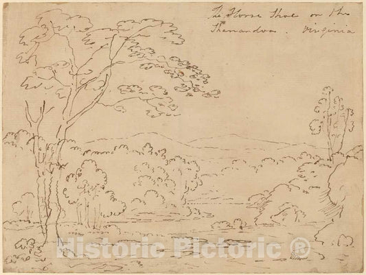Art Print : Joshua Shaw, The Horse Shoe on The Shenandoah, Virginia, 1820s - Vintage Wall Art