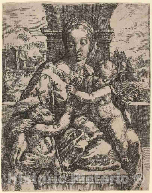 Art Print : Girolamo Imperiale I After Raphael, Madonna Aldobrandini - Vintage Wall Art