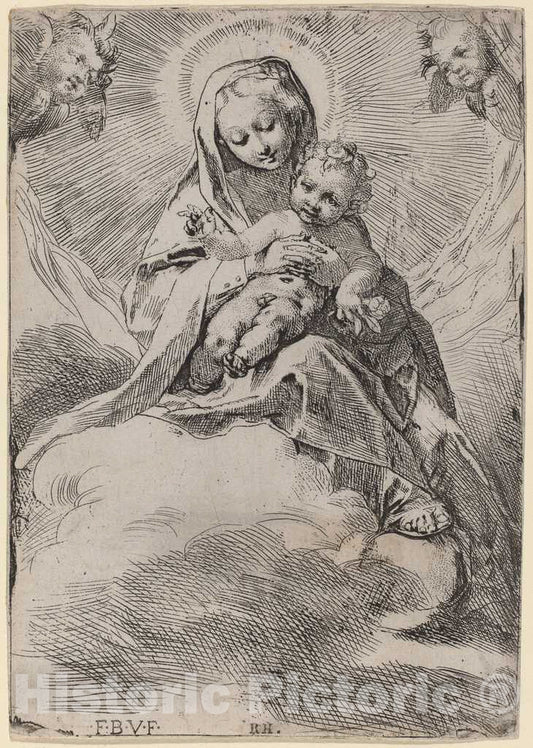 Art Print : Federico Barocci, Madonna in The Clouds - Vintage Wall Art