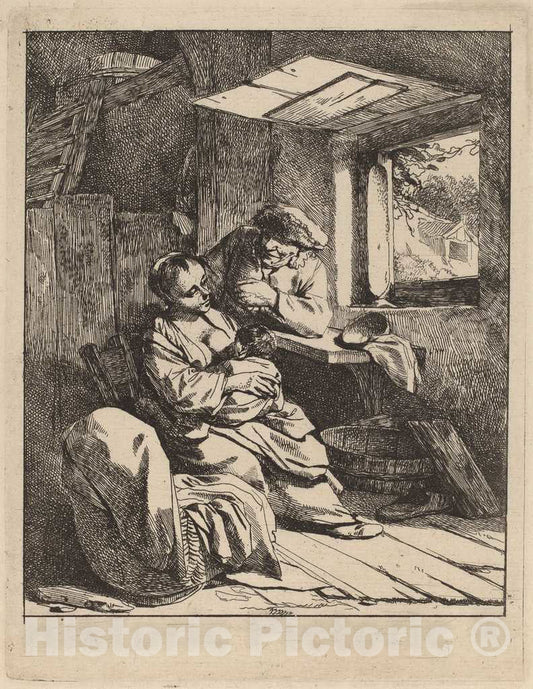 Art Print : Cornelis Bega, The Young Mother - Vintage Wall Art