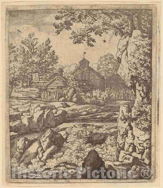Art Print : Allart Van Everdingen, Waterfall, c.1651 - Vintage Wall Art