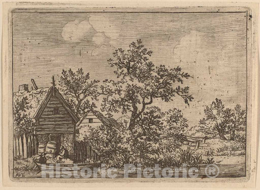 Art Print : Allart Van Everdingen, Two Casks in Front of a Cottage, c.1651 - Vintage Wall Art