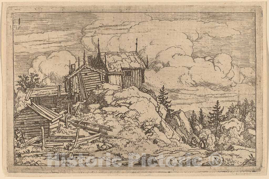 Art Print : Allart Van Everdingen, Hamlet on a Hill, c.1651 - Vintage Wall Art