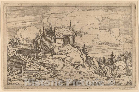 Art Print : Allart Van Everdingen, Hamlet on a Hill, c.1651 - Vintage Wall Art