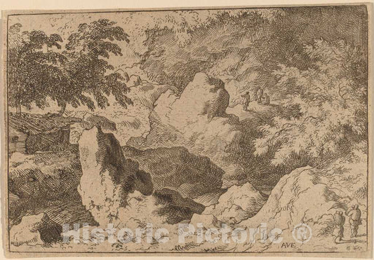 Art Print : Allart Van Everdingen, Three Men on a Rock, c.1651 - Vintage Wall Art