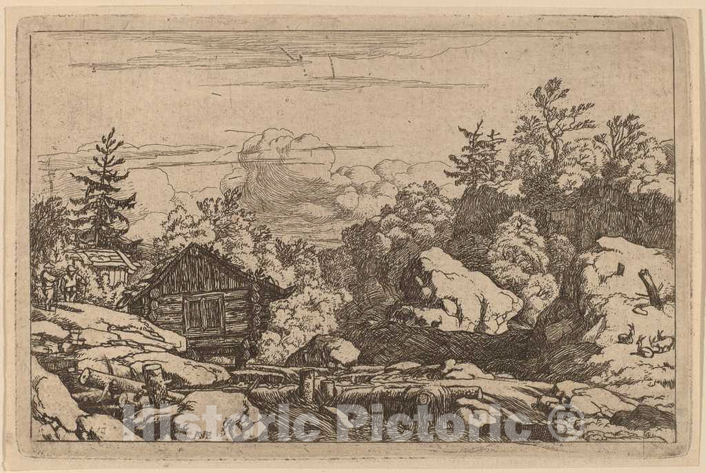 Art Print : Allart Van Everdingen, Cottages at The Bank, c.1651 - Vintage Wall Art
