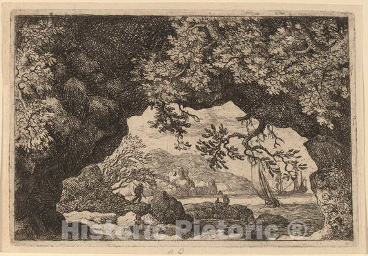 Art Print : Allart Van Everdingen, View Through a Pierced Rock, c.1651 - Vintage Wall Art
