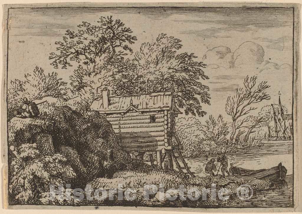 Art Print : Allart Van Everdingen, Fisherman's Hut, c.1651 - Vintage Wall Art