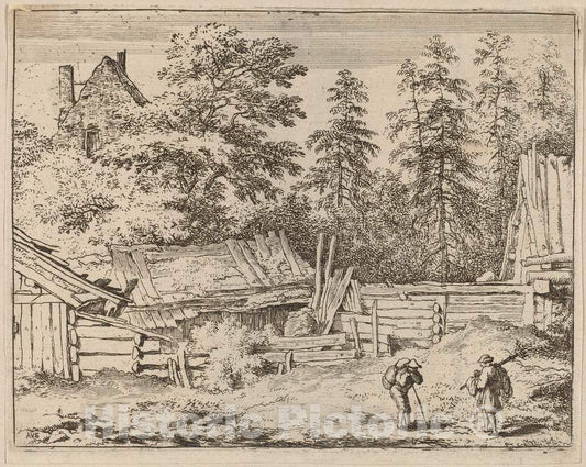 Art Print : Allart Van Everdingen, Three Cottages, c.1651 - Vintage Wall Art