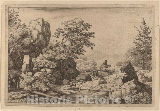 Art Print : Allart Van Everdingen, Horseman on a Bridge, c.1651 - Vintage Wall Art