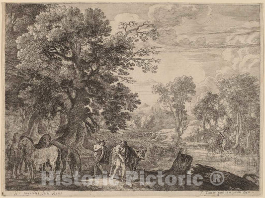 Art Print : Herman Van Swanevelt, Mercury Silencing Battus - Vintage Wall Art