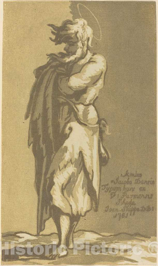 Art Print : Skippe After Parmigianino, Male Saint Standing, with Folded Arms, Facing to The Left, 1781 - Vintage Wall Art