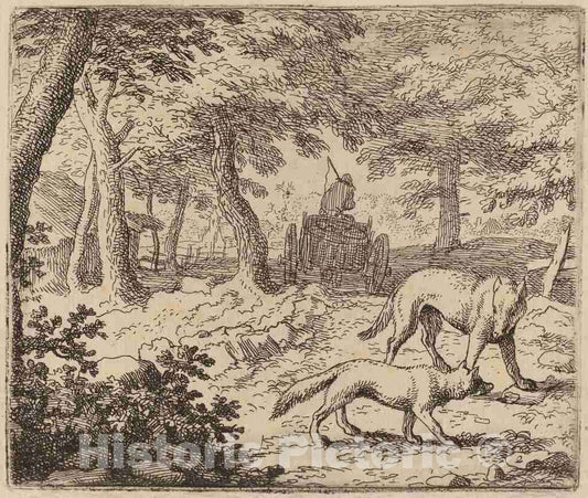 Art Print : Allart Van Everdingen, Reynard and The Wolf Before The Fish Cart, c.1651 - Vintage Wall Art