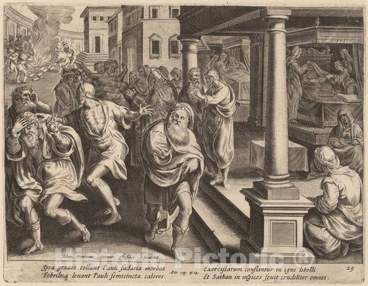 Art Print : Galle After Jan Van der Straet, Saint Paul Driving Out Evil Spirits - Vintage Wall Art