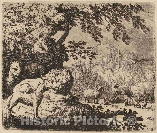 Art Print : Allart Van Everdingen, Reynard in Council with The Lion and Lioness, c.1651 - Vintage Wall Art