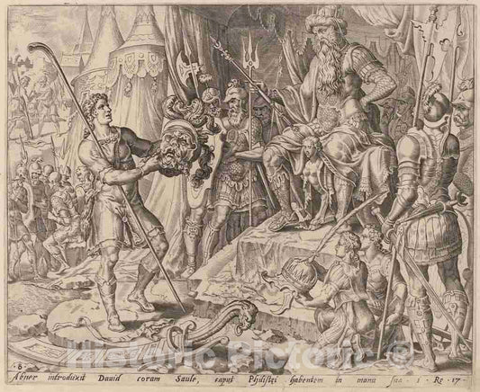 Art Print : Maerten Van Heemskerck, David with Goliath's Head Before Saul, c.1556 - Vintage Wall Art