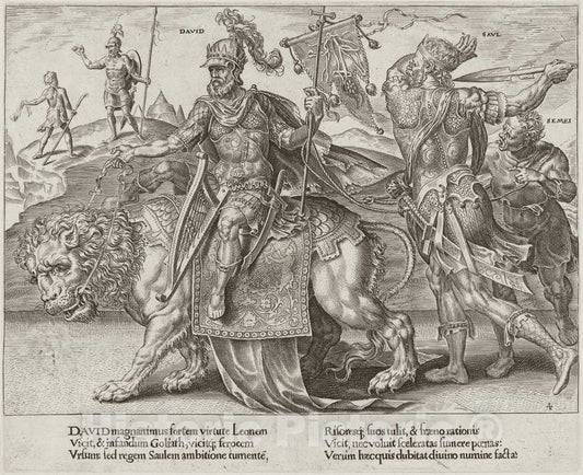 Art Print : Coornhert After Heemskerck, The Triumph of David, 1559 - Vintage Wall Art