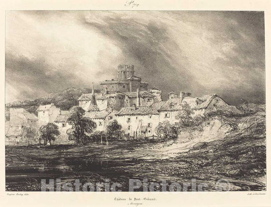 Art Print : EugÃ¨ne Isabey, ChÃ¢teau de Pont-Gibaud - Vintage Wall Art