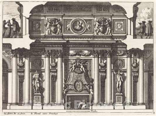 Art Print : Jean Lepautre, Fireplaces and Other Interior Decorations - Vintage Wall Art