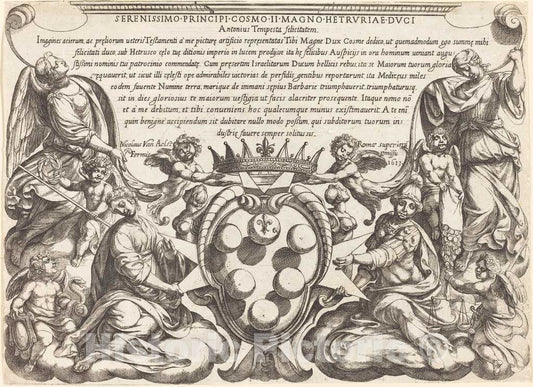 Art Print : Antonio Tempesta, Frontispiece, 1613 - Vintage Wall Art