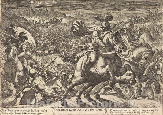 Art Print : Antonio Tempesta, Abraham Makes The Enemies flee who Hold his Nephew, 1613 - Vintage Wall Art