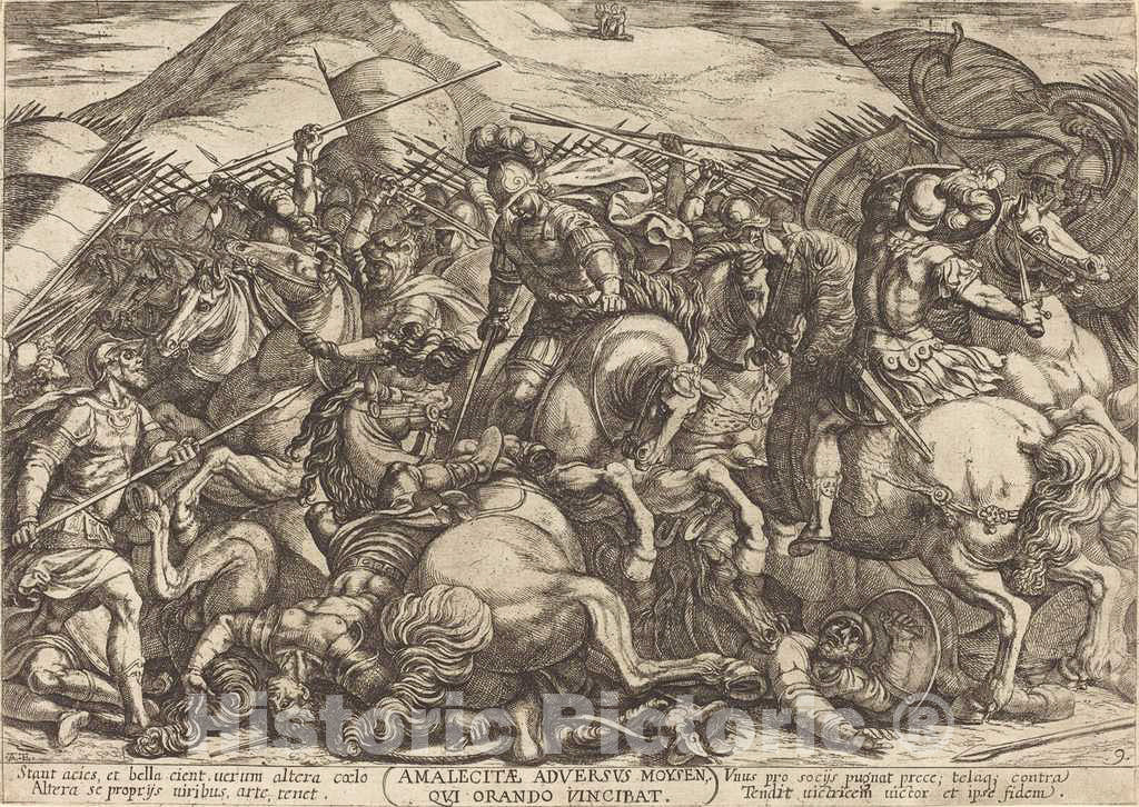 Art Print : Antonio Tempesta, The Defeat of The Amalikits by The Hebrews, 1613 - Vintage Wall Art
