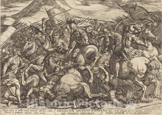 Art Print : Antonio Tempesta, The Defeat of The Amalikits by The Hebrews, 1613 - Vintage Wall Art