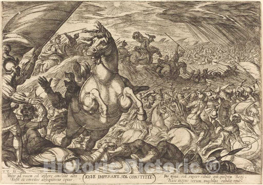 Art Print : Antonio Tempesta, Joshua Ordering The Sun to Stop, 1613 - Vintage Wall Art