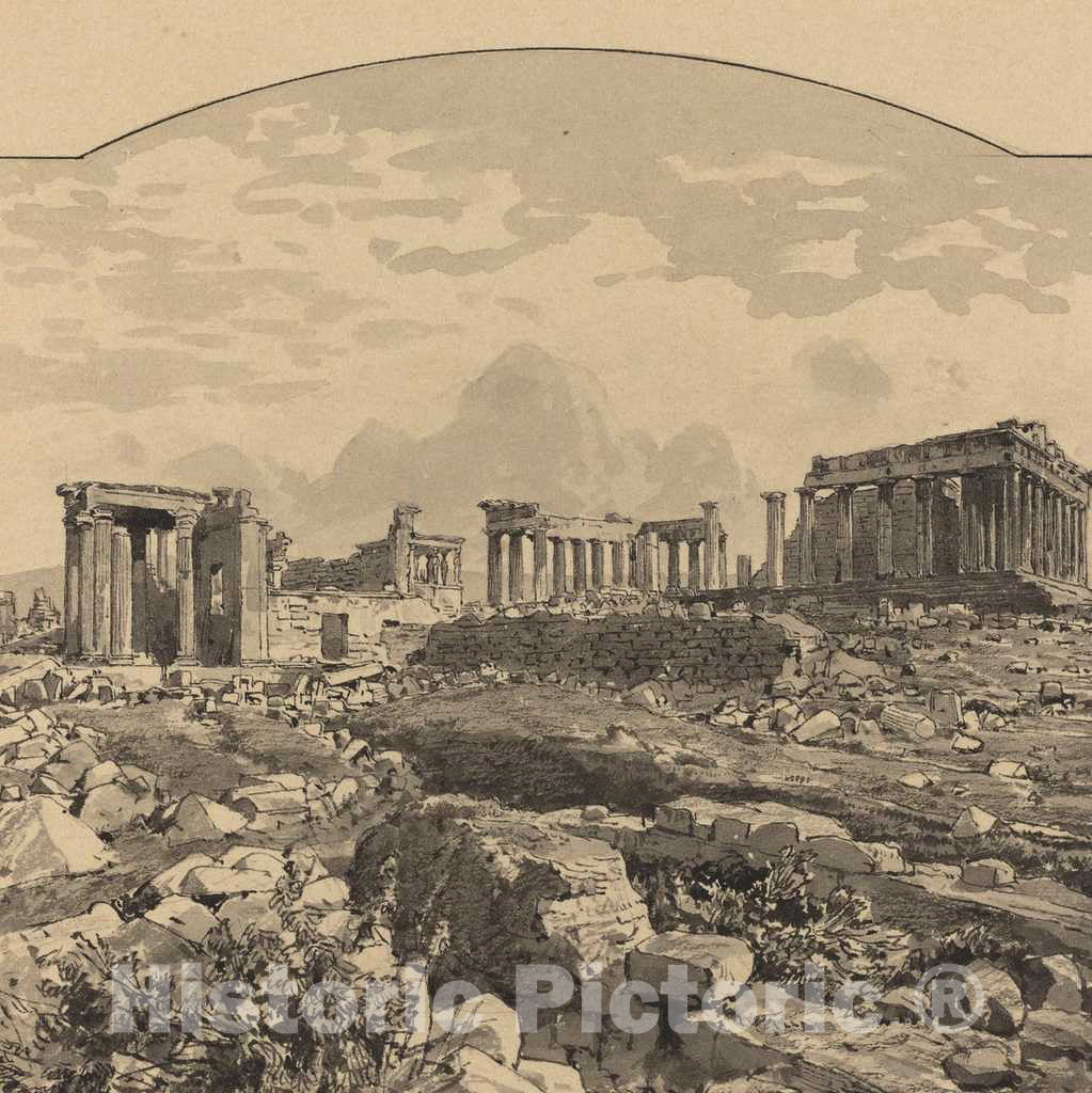 Art Print : Themistocles von Eckenbrecher, The Parthenon from The East, 1890 - Vintage Wall Art