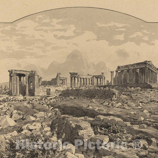 Art Print : Themistocles von Eckenbrecher, The Parthenon from The East, 1890 - Vintage Wall Art