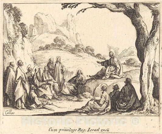Art Print : Jacques Callot, Sermon on The Mount, 1635 - Vintage Wall Art