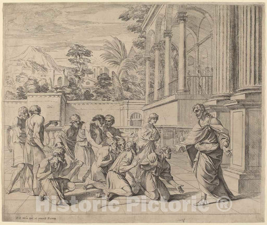 Art Print : Pier Francesco Mola, Joseph Identifying Himself to His Brothers - Vintage Wall Art