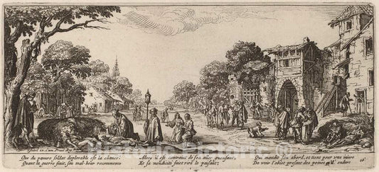 Art Print : Van Schagen After Jacques Callot, Dying Soldiers by The Roadside - Vintage Wall Art