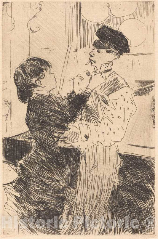 Art Print : Louis Forain, Knotting The Cravat, 1880 and 1886 - Vintage Wall Art