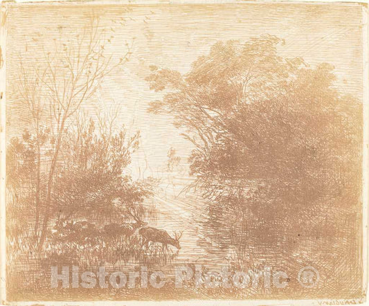 Art Print : Charles-FranÃ§ois Daubigny, Deer (Les Cerfs), 1862 - Vintage Wall Art
