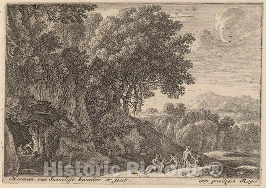 Art Print : Herman Van Swanevelt, Satyrs Around a Fire - Vintage Wall Art
