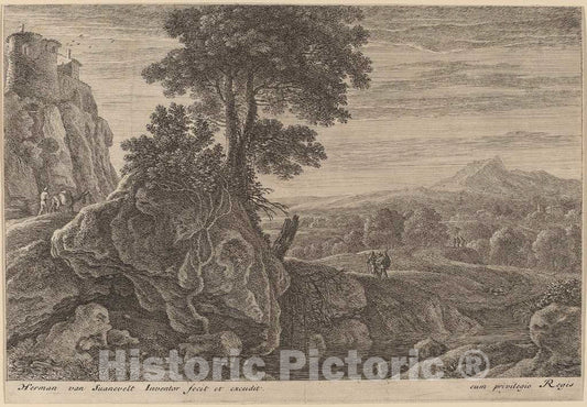 Art Print : Herman Van Swanevelt, House on a Rock - Vintage Wall Art
