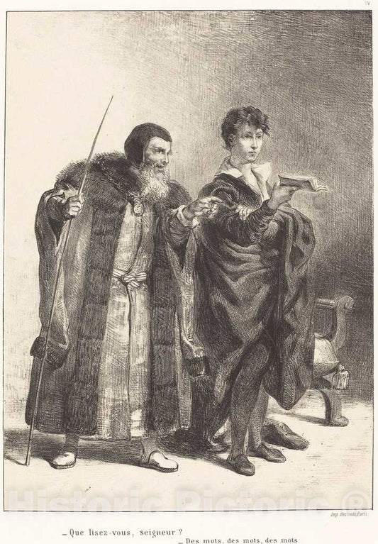Art Print : EugÃ¨ne Delacroix, Polonius and Hamlet (Act II, Scene II), c.1839 - Vintage Wall Art