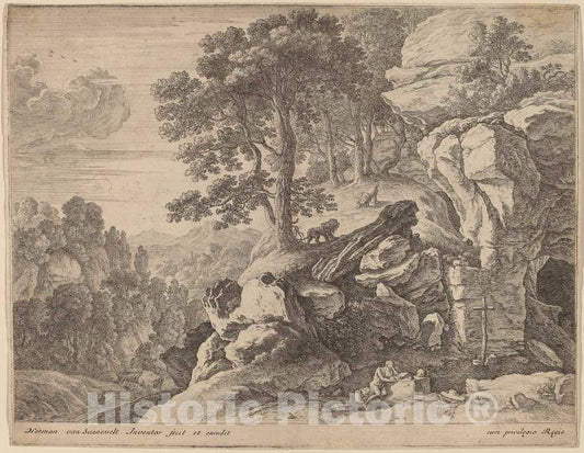 Art Print : Herman Van Swanevelt, Saint Jerome in The Wilderness - Vintage Wall Art