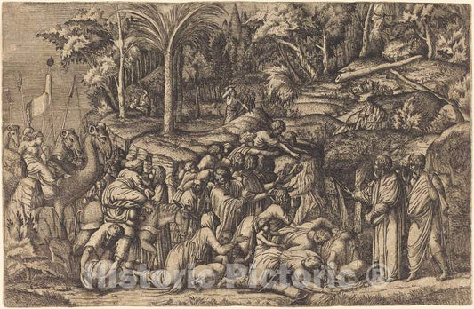 Art Print : Primaticcio, Moses Striking The Rock - Vintage Wall Art