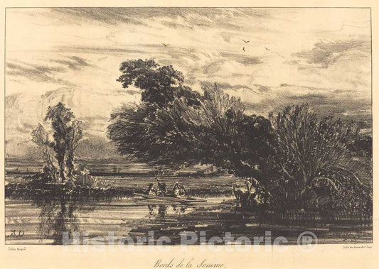 Art Print : Jules DuprÃ©, Bank of The Somme (Bords de la Somme), 1836 - Vintage Wall Art