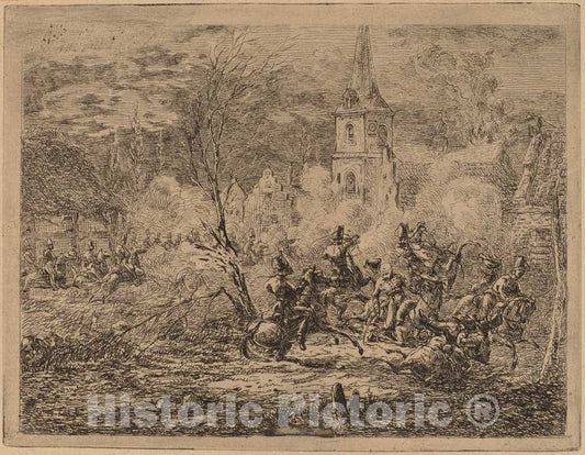 Art Print : Gerhardus Emaus de Micault, Capture of a Village (Prise d'un Village) - Vintage Wall Art
