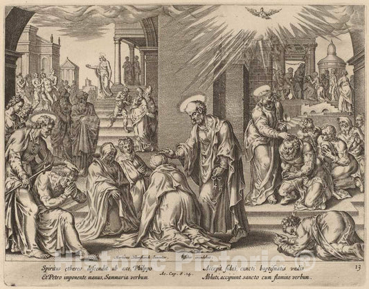 Art Print : Galle After Van Heemskerck, The People of Samaria Receive The Word of God - Vintage Wall Art