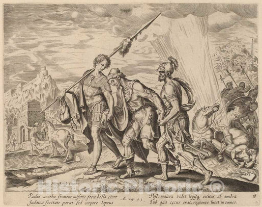 Art Print : Galle After Van Heemskerck, The Conversion of Saint Paul - Vintage Wall Art