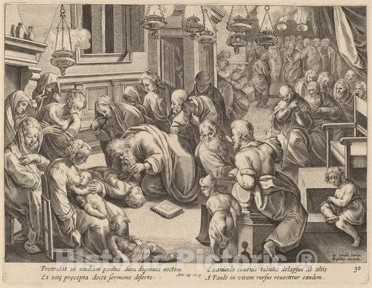 Art Print : Galle After Jan Van der Straet, The Fall of Euthychus - Vintage Wall Art