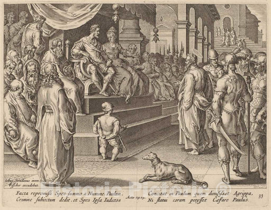 Art Print : Galle After Jan Van der Straet, Saint Paul Before Festus and Agrippa - Vintage Wall Art